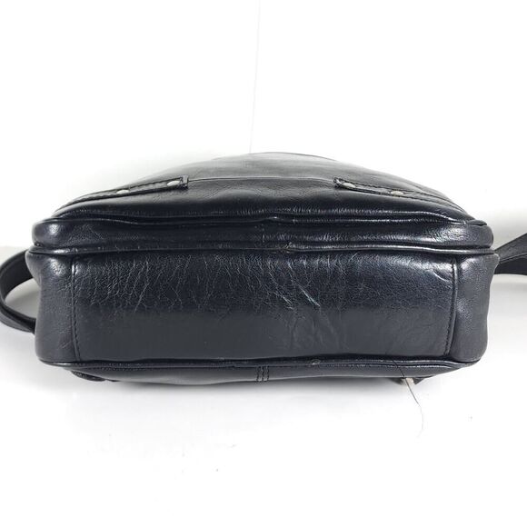 Ashwood Black Glazed Leather Medium Multi Compartments Purse Handbag Backpack - Picture 7 of 16